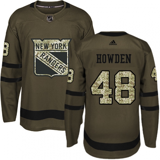 Youth Adidas New York Rangers #48 Brett Howden Premier Green Salute to Service NHL Jersey - Ujersey