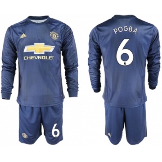 Manchester United #6 Pogba Third Long Sleeves Soccer Club Jersey