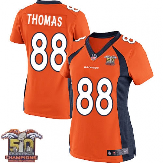 Women's Nike Denver Broncos #88 Demaryius Thomas Elite Orange Team Color Super Bowl 50 Champions NFL Jersey - Ujersey