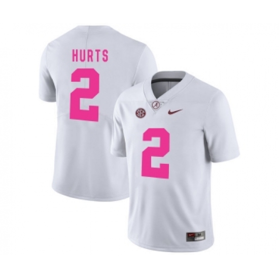 Alabama Crimson Tide 2 Jalen Hurts White 2018 Breast Cancer Awareness College Football Jersey - Ujersey