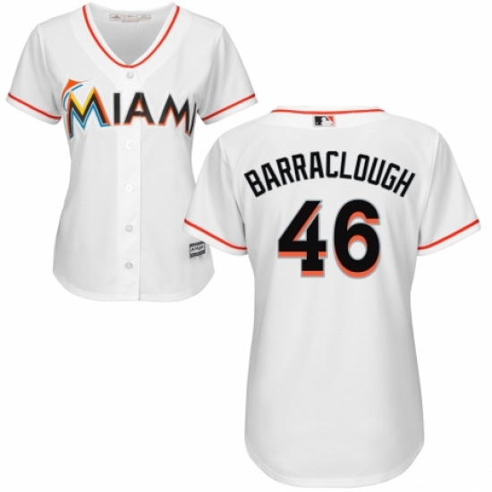 Women's Majestic Miami Marlins #46 Kyle Barraclough Authentic White Home Cool Base MLB Jersey - Ujersey