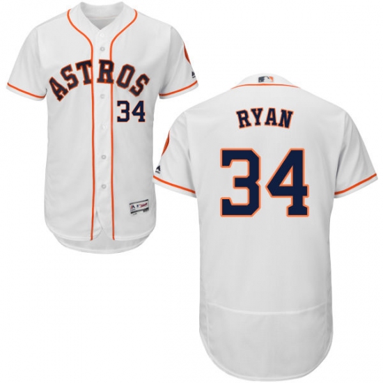 Men's Majestic Houston Astros #34 Nolan Ryan White Home Flex Base Authentic Collection MLB Jersey - Ujersey