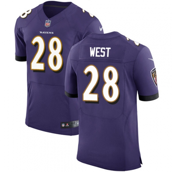 Men's Nike Baltimore Ravens #28 Terrance West Elite Purple Team Color NFL Jersey - Ujersey
