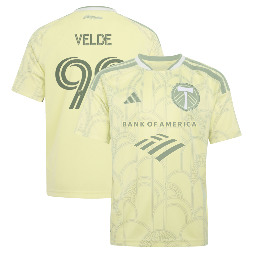 Youth Portland Timbers Kristoffer Velde adidas Yellow 2026 Civic Stadium Kit Replica Jersey - Ujersey