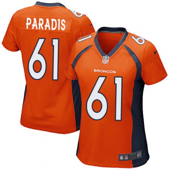 Women's Nike Denver Broncos #61 Matt Paradis Game Orange Team Color NFL Jersey - Ujersey