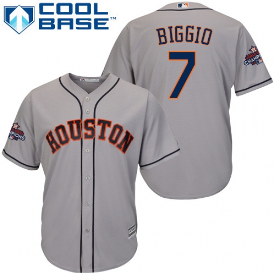 Youth Majestic Houston Astros #7 Craig Biggio Authentic Grey Road 2017 World Series Champions Cool Base MLB Jersey - Ujersey