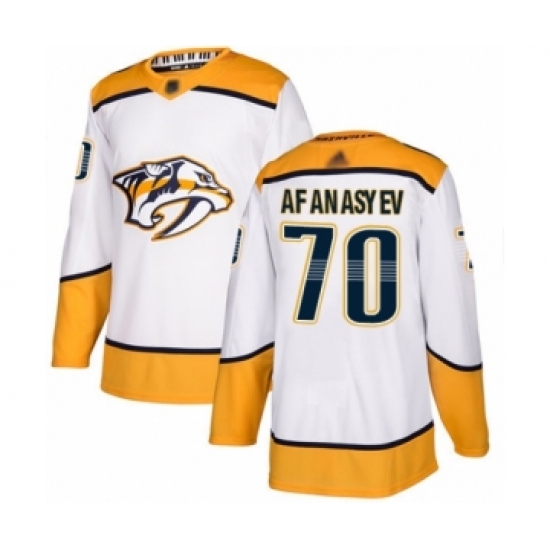 Youth Nashville Predators #70 Egor Afanasyev Authentic White Away Hockey Jersey - Ujersey