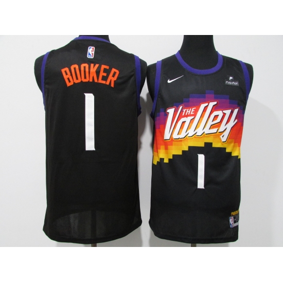 Men's Phoenix Suns #1 Devin Booker Black Nike Finished Basketball Jersey - Ujersey