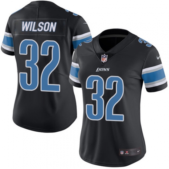 Women's Nike Detroit Lions #32 Tavon Wilson Limited Black Rush Vapor Untouchable NFL Jersey - Ujersey