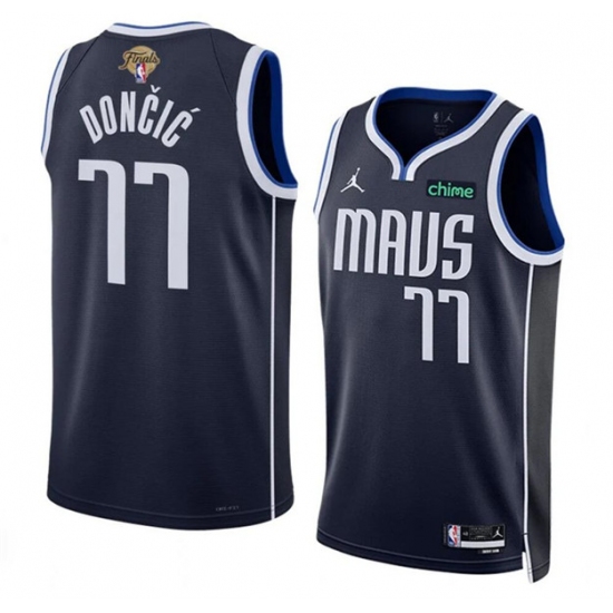 Men's Dallas Mavericks #77 Luka Doncic Navy 2024 Finals Statement Edition Stitched Basketball Jersey - Ujersey