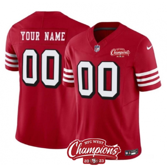 Men's San Francisco 49ers Active Player Custom Red 2023 F.U.S.E. NFC West Champions Patch Alternate Football Stitched Jersey - Ujersey