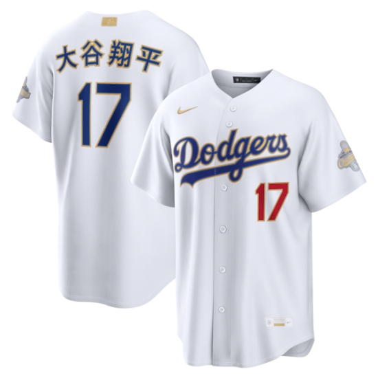 Men's Los Angeles Dodgers #17 大谷翔平 Nike White 2026 Gold Collection Kanji Stadium Jersey - Ujersey