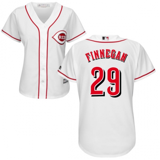 Women's Majestic Cincinnati Reds #29 Brandon Finnegan Authentic White Home Cool Base MLB Jersey - Ujersey