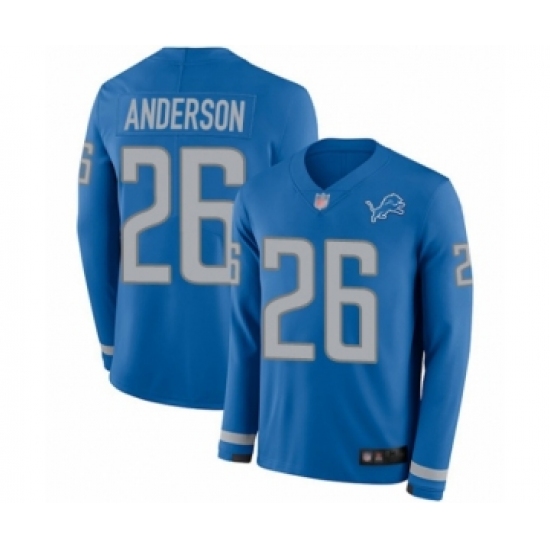 Youth Detroit Lions #26 C.J. Anderson Limited Blue Therma Long Sleeve Football Jersey - Ujersey