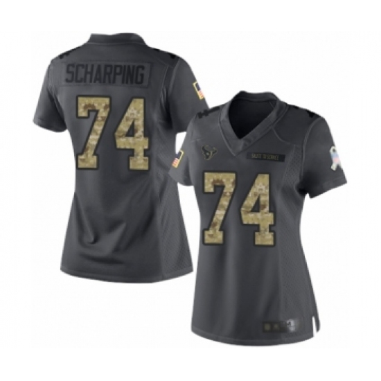 Women's Houston Texans #74 Max Scharping Limited Black 2016 Salute to Service Football Jersey - Ujersey