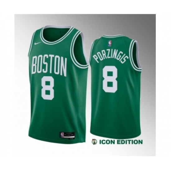 Men's Boston Celtics #8 Kristaps Porzingis Green 2023 Draft Icon Edition Stitched Basketball Jersey - Ujersey