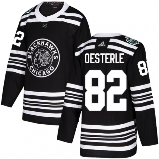 Men's Adidas Chicago Blackhawks #82 Jordan Oesterle Authentic Black 2019 Winter Classic NHL Jersey - Ujersey