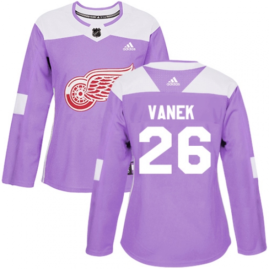 Women's Adidas Detroit Red Wings #26 Thomas Vanek Authentic Purple Fights Cancer Practice NHL Jersey - Ujersey