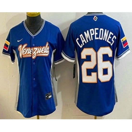 Women's Venezuela #26 Campeones Blue 2026 World Baseball Classic Cool Base Jersey