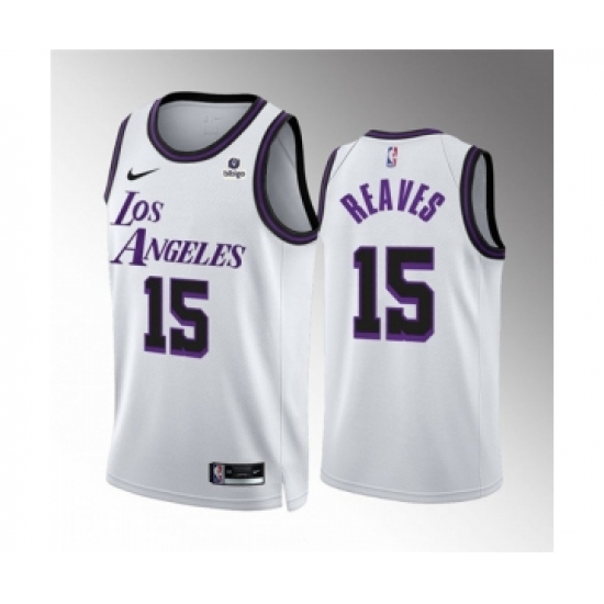 Men's Los Angeles Lakers #15 Austin Reaves White City Edition Stitched Basketball Jersey - Ujersey