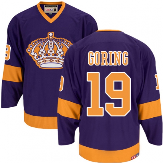 Men's CCM Los Angeles Kings #19 Butch Goring Premier Purple Throwback NHL Jersey - Ujersey