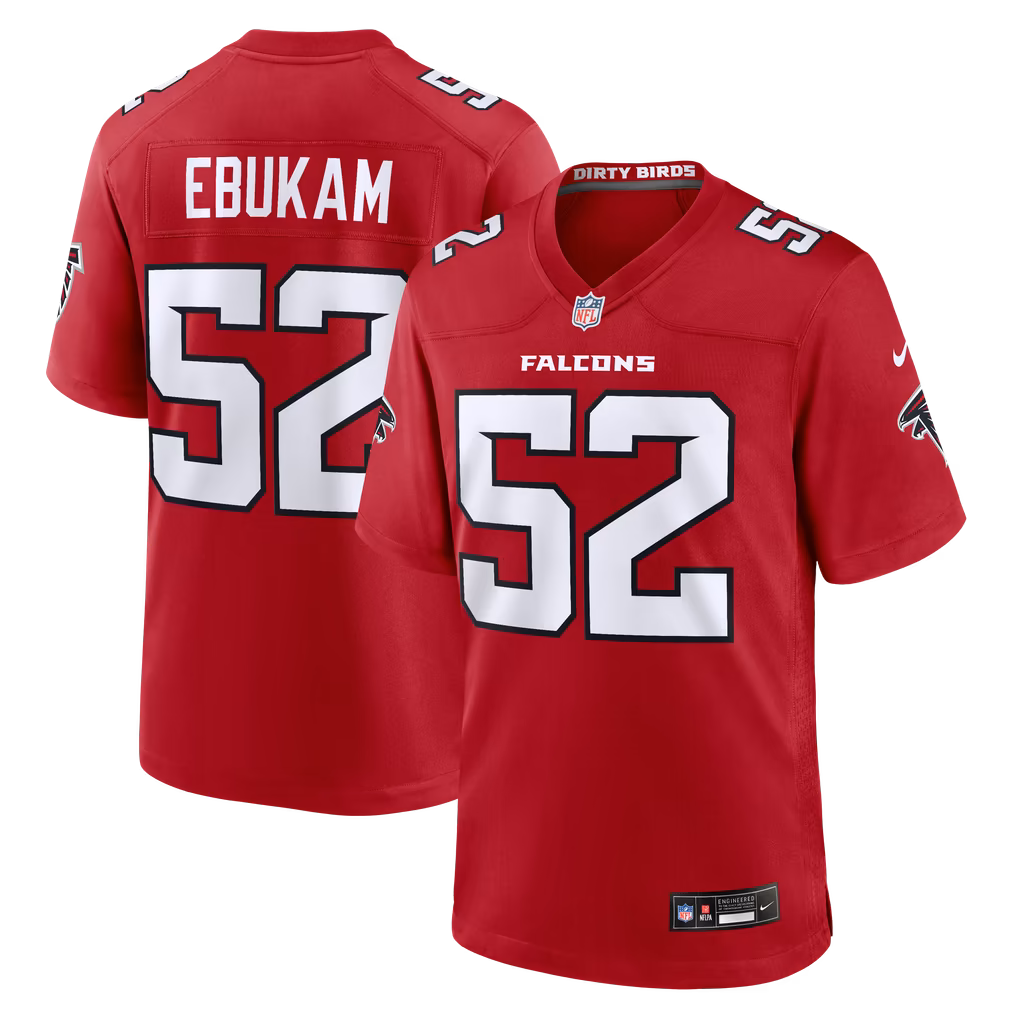 Men's Atlanta Falcons Samson Ebukam Nike Red Team Game Jersey - SUjersey01