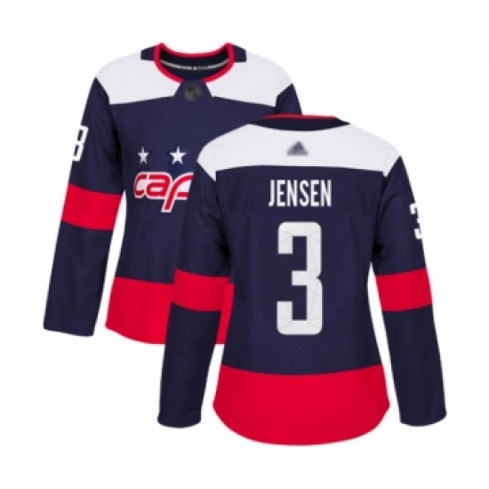 Women's Washington Capitals #3 Nick Jensen Authentic Navy Blue 2018 Stadium Series Hockey Jersey - Ujersey