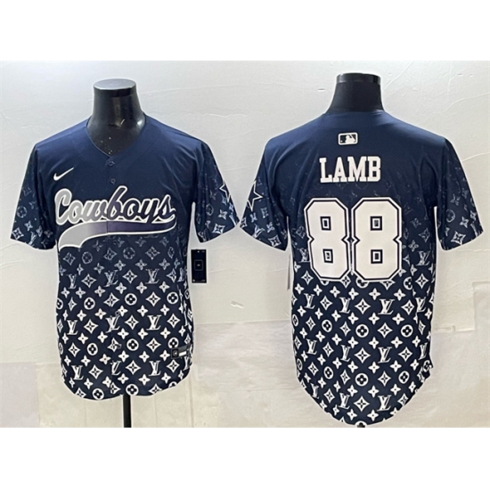 Men's Dallas Cowboys #88 CeeDee Lamb Navy Limited Stitched Baseball Jersey - Ujersey