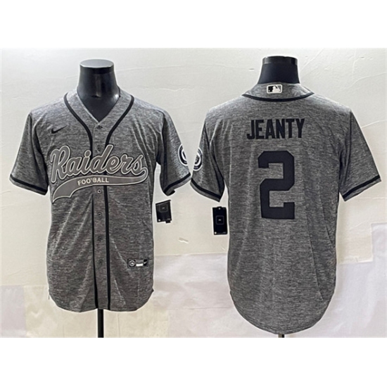 Men's Las Vegas Raiders #2 Ashton Jeanty Grey Cool Base Stitched Baseball Jersey - Ujersey