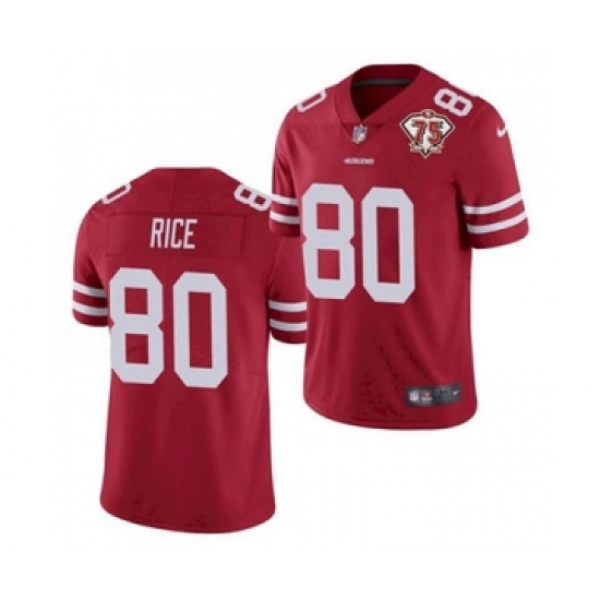 Men's San Francisco 49ers #80 Jerry Rice Red 2021 75th Anniversary Vapor Untouchable Limited Jersey - Ujersey
