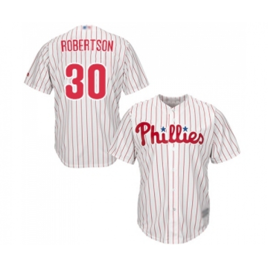 Youth Philadelphia Phillies #30 David Robertson Replica White Red Strip Home Cool Base Baseball Jersey - Ujersey