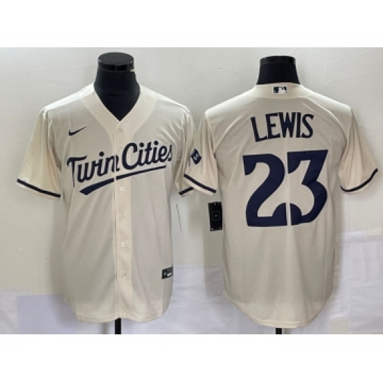 Men's Nike Minnesota Twins #23 Royce Lewis Cream Cool Base Stitched Baseball Jersey - Ujersey