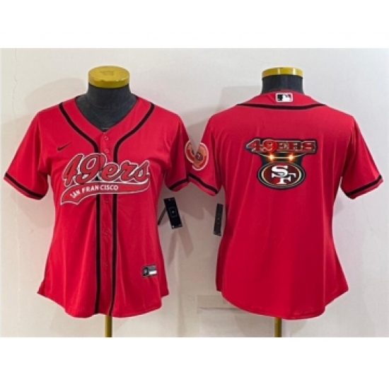 Youth San Francisco 49ers Red Team Big Logo With Patch Cool Base Stitched Baseball Jersey - Ujersey