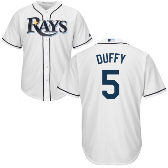 Youth Majestic Tampa Bay Rays #5 Matt Duffy Authentic White Home Cool Base MLB Jersey - Ujersey