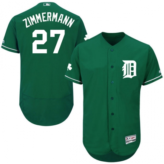 Men's Majestic Detroit Tigers #27 Jordan Zimmermann Green Celtic Flexbase Authentic Collection MLB Jersey - Ujersey