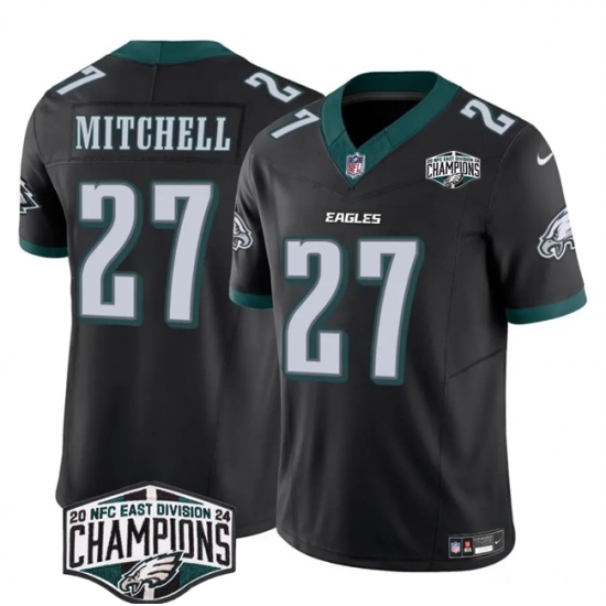 Men's Philadelphia Eagles #27 Quinyon Mitchell Black 2024 New NFC East Champions F.U.S.E. Vapor Untouchable Limited Stitched Football Jersey - Ujersey