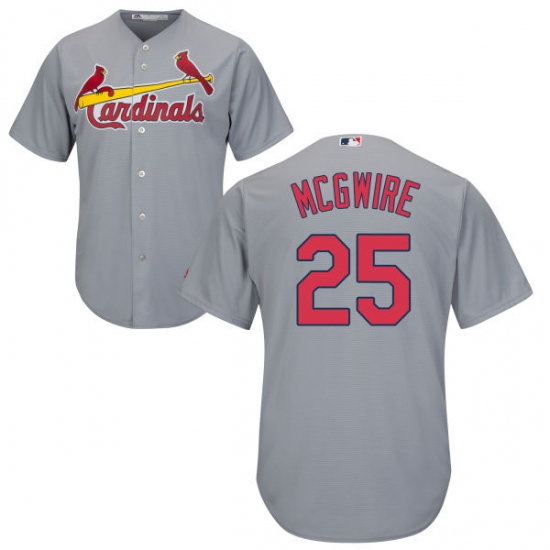 Youth Majestic St. Louis Cardinals #25 Mark McGwire Authentic Grey Road Cool Base MLB Jersey - Ujersey