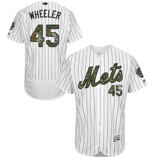 Men's Majestic New York Mets #45 Zack Wheeler Authentic White 2016 Memorial Day Fashion Flex Base MLB Jersey - Ujersey