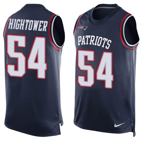 Men's Nike New England Patriots #54 Dont'a Hightower Limited Navy Blue Player Name & Number Tank Top NFL Jersey - Ujersey