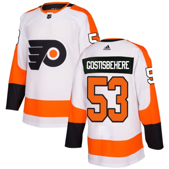 Men's Adidas Philadelphia Flyers #53 Shayne Gostisbehere Authentic White Away NHL Jersey - Ujersey