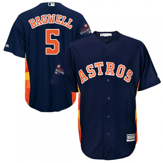 Youth Majestic Houston Astros #5 Jeff Bagwell Authentic Navy Blue Alternate 2017 World Series Champions Cool Base MLB Jersey - Ujersey