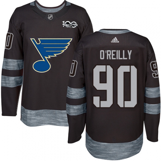Men's Adidas St. Louis Blues #90 Ryan O'Reilly Authentic Black 1917-2017 100th Anniversary NHL Jersey - Ujersey