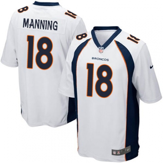 Men's Nike Denver Broncos #18 Peyton Manning Game White NFL Jersey - Ujersey