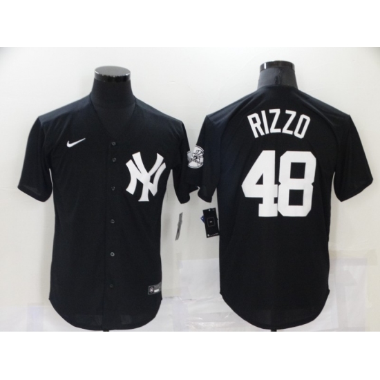 Men's New York Yankees #48 Anthony Rizzo Black Throwback Jersey - Ujersey