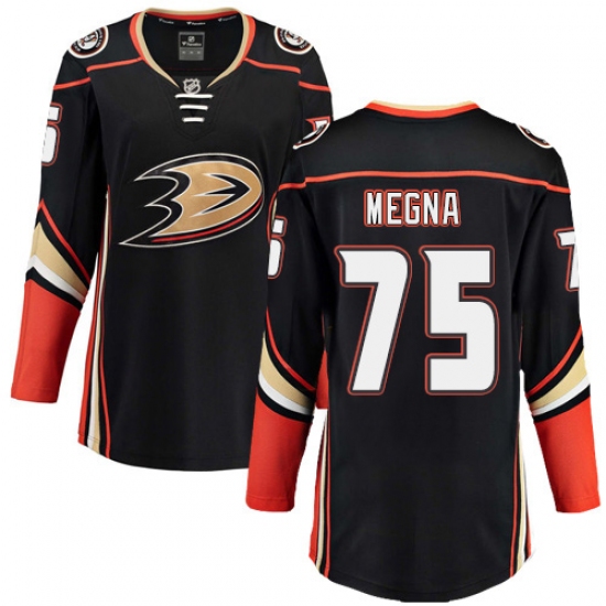 Women's Anaheim Ducks #75 Jaycob Megna Fanatics Branded Black Home Breakaway NHL Jersey - Ujersey