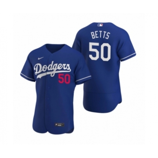 Men's Los Angeles Dodgers #50 Mookie Betts Royal Authentic 2020 Alternate Jersey - Ujersey