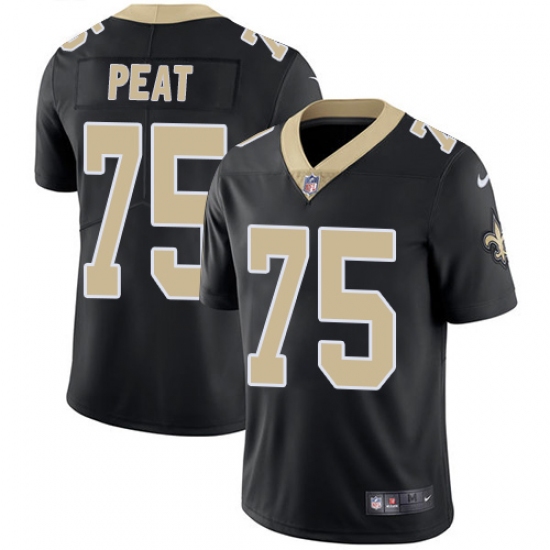 Men's Nike New Orleans Saints #75 Andrus Peat Black Team Color Vapor Untouchable Limited Player NFL Jersey - Ujersey