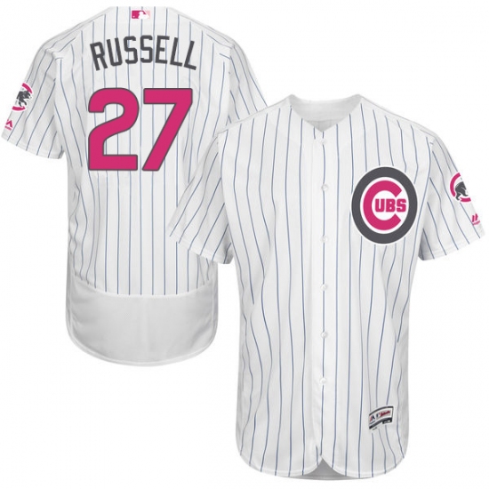 Men's Majestic Chicago Cubs #27 Addison Russell Authentic White 2016 Mother's Day Fashion Flex Base MLB Jersey - Ujersey
