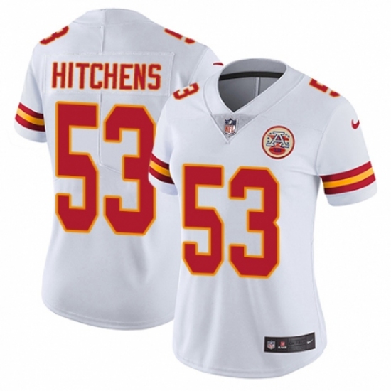 Women's Nike Kansas City Chiefs #53 Anthony Hitchens White Vapor Untouchable Elite Player NFL Jersey - Ujersey