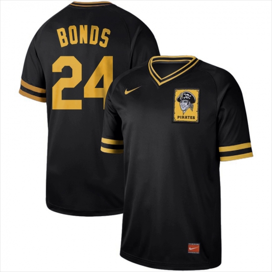Men's Nike Pittsburgh Pirates #24 Barry Bonds Nike Cooperstown Collection Legend V-Neck Jersey Black - Ujersey